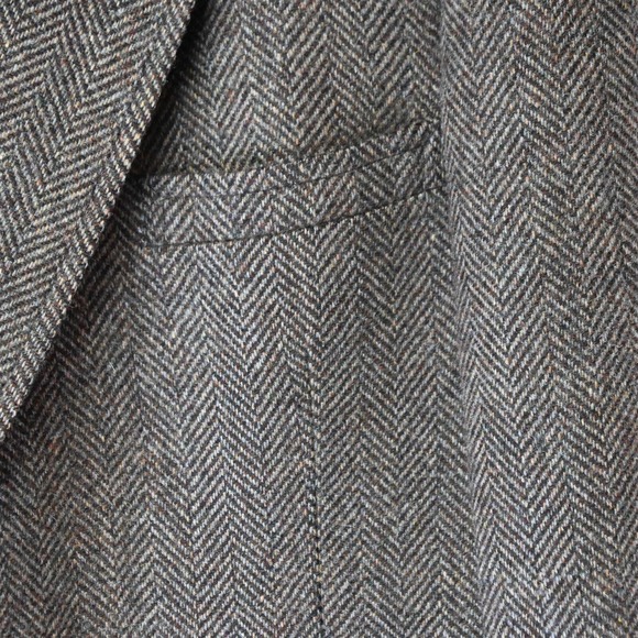 Vtg 90s 46L Red Brown Herringbone Tweed 2 Btn Blazer Suit Jacket Sport Coat - Picture 4 of 10